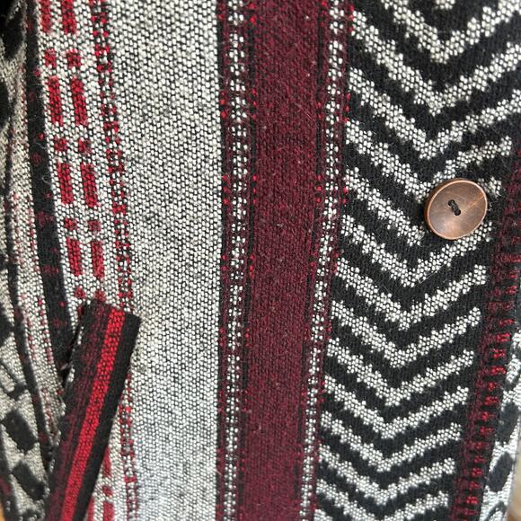 Anama Southwestern Tribal Cardigan Duster Medium Red Gray Western Boho Santa Fe - Picture 5 of 13